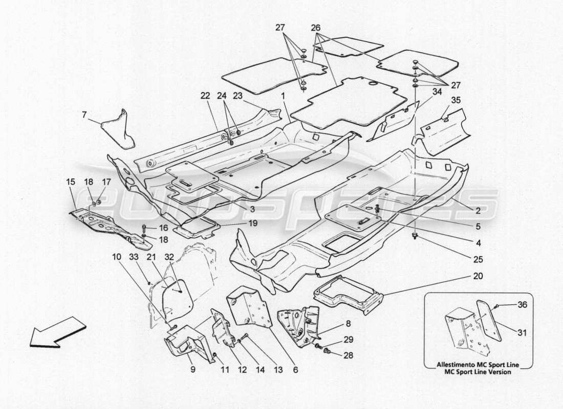 maserati granturismo special edition alfombrillas del habitáculo diagrama de piezas