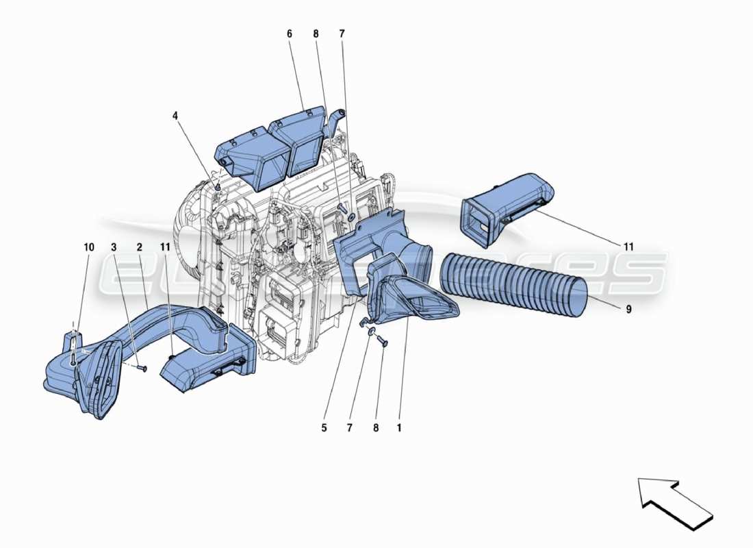 ferrari 488 challenge diagrama de piezas de conductos del calentador