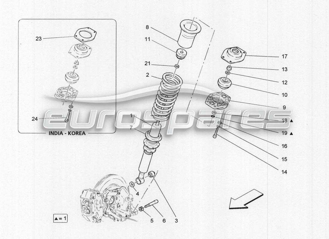 maserati grancabrio mc centenario órganos amortiguadores traseros diagrama de piezas