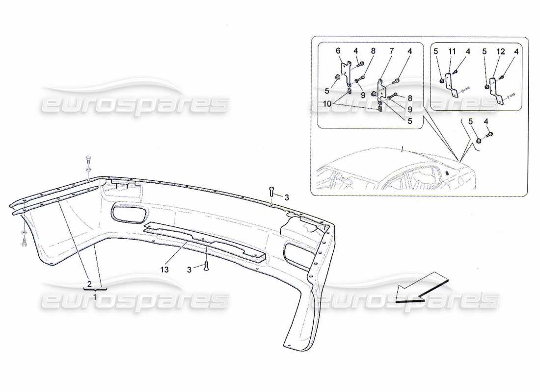 maserati qtp. (2010) 4.7 parachoques trasero diagrama de piezas