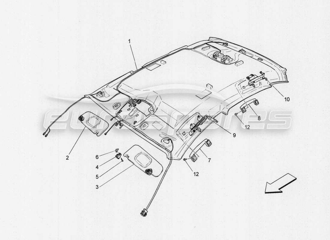 maserati qtp. v8 3.8 530bhp auto 2015 asientos traseros: diagrama de piezas de mecánica y electrónica