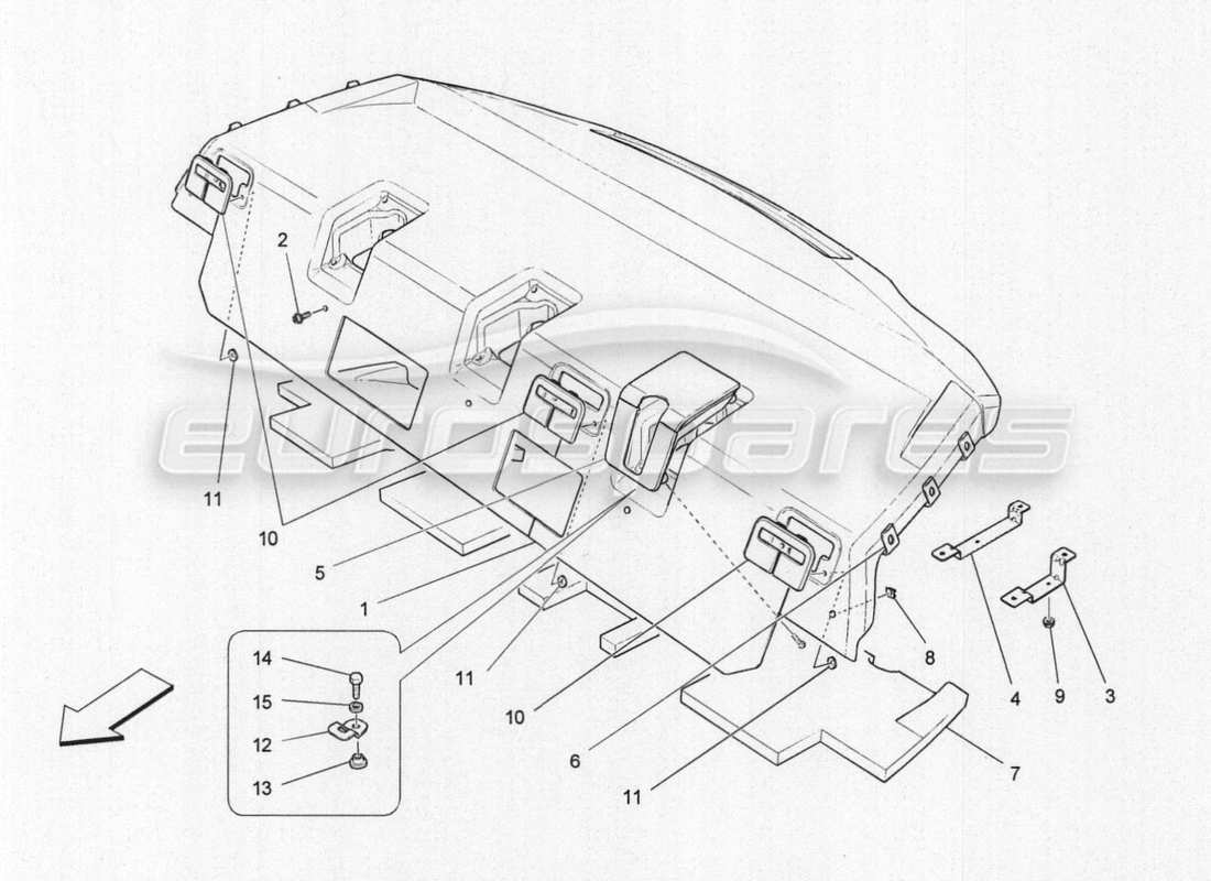 maserati qtp. v8 3.8 530bhp auto 2015 diagrama de piezas de paneles laterales y paneles embellecedores del compartimento del pasajero y del pilar