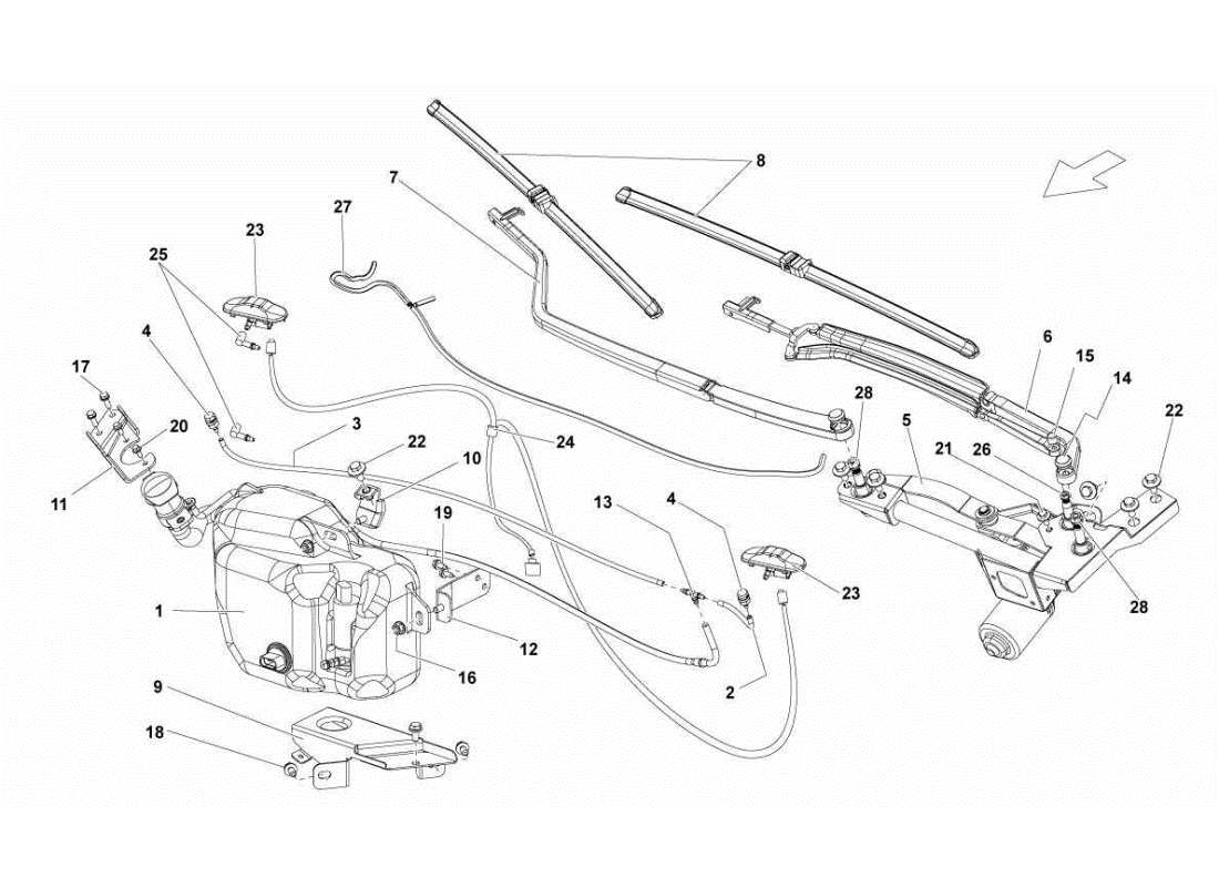 lamborghini gallardo sts ii sc limpiaparabrisas diagrama de piezas