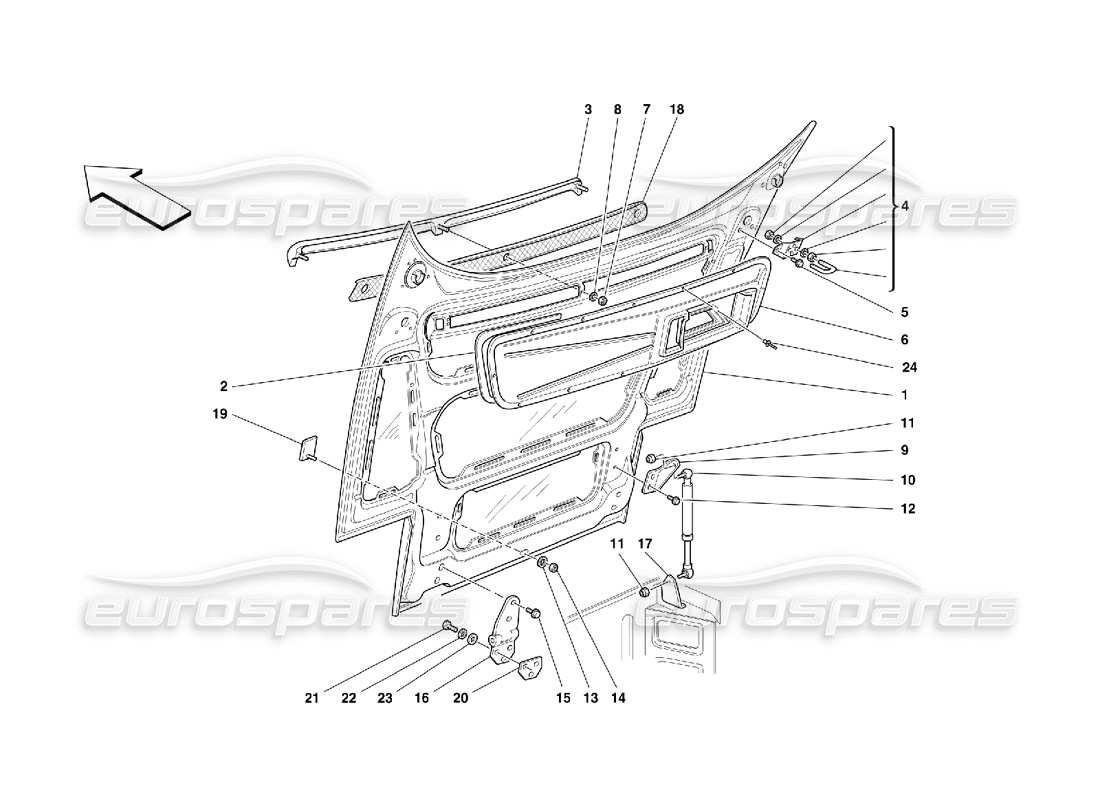 ferrari 355 (5.2 motronic) capucha delantera diagrama de piezas