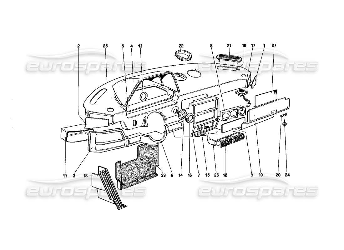 ferrari 328 (1985) tablero de instrumentos diagrama de piezas