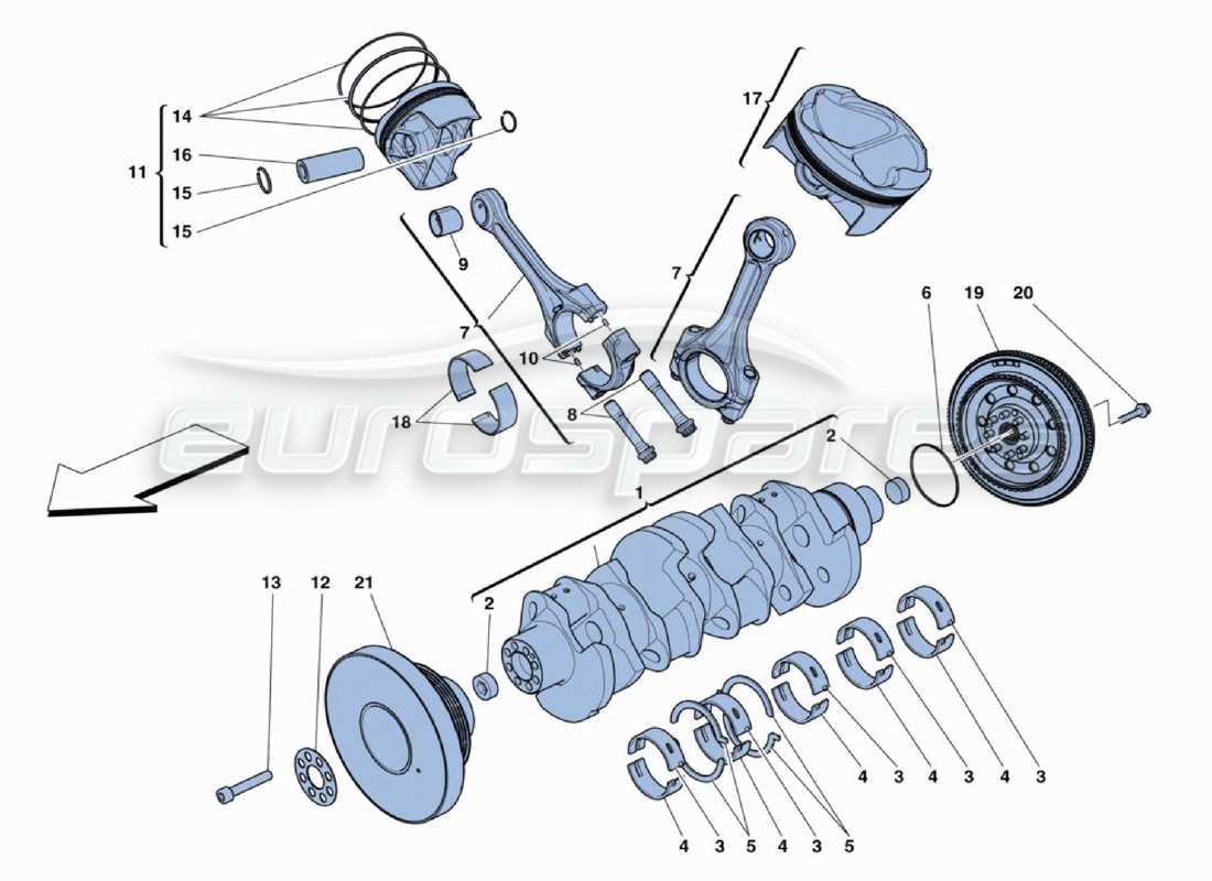 ferrari 488 challenge diagrama de piezas del cigüeñal