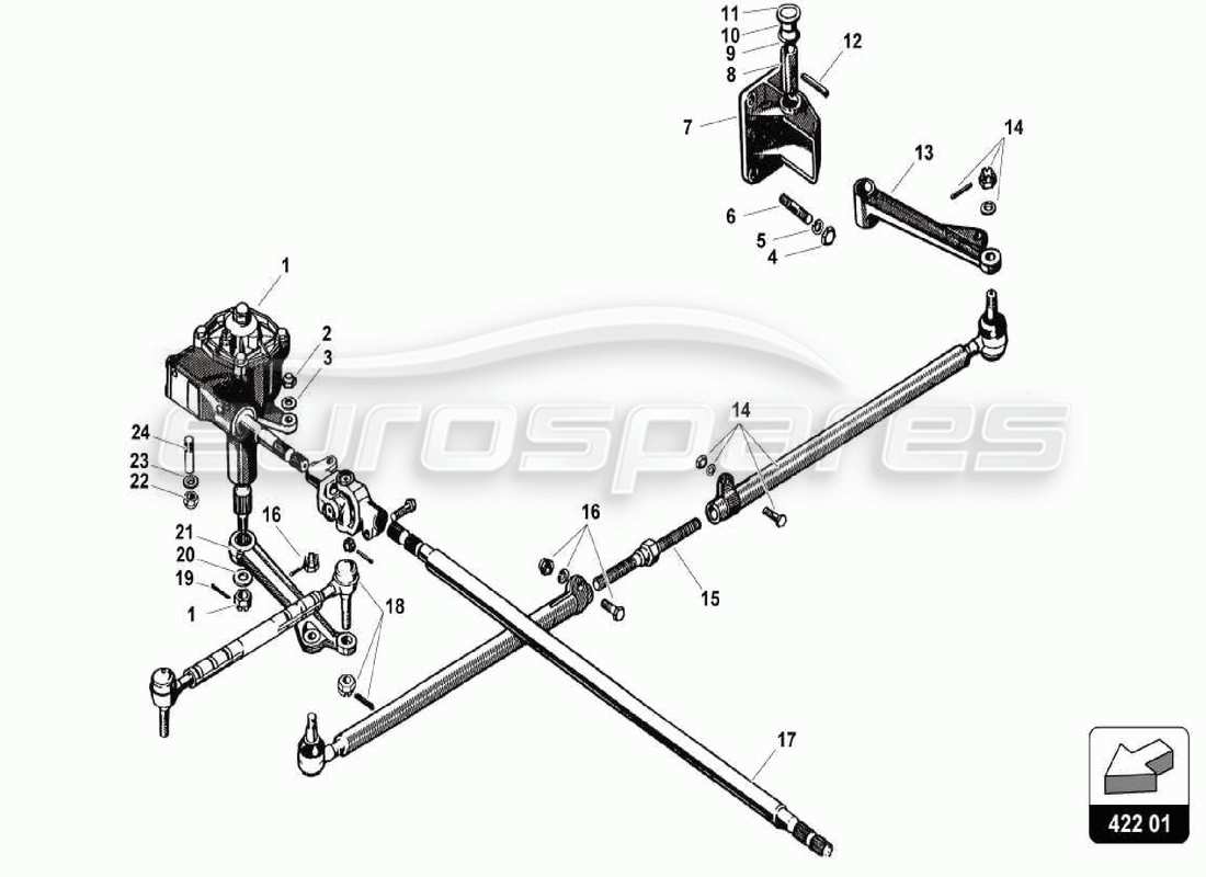 lamborghini 350 gt diagrama de piezas de la dirección asistida