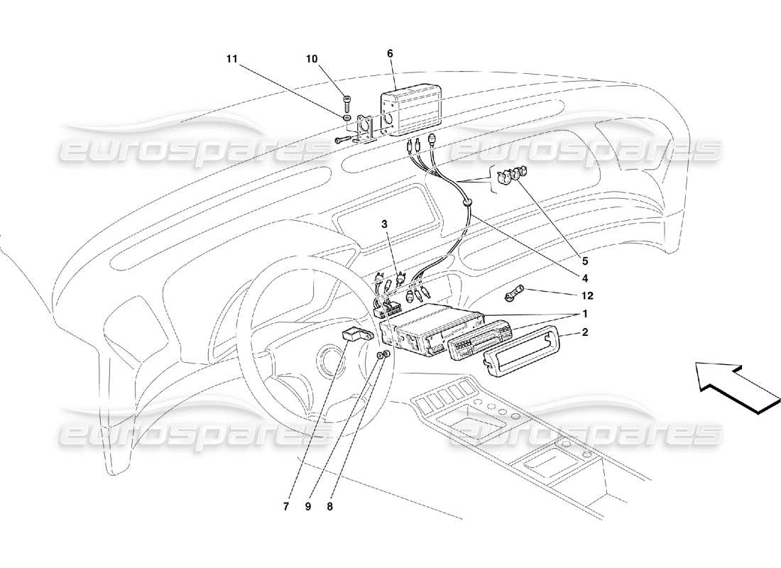 ferrari 355 (5.2 motronic) diagrama de piezas del equipo estéreo