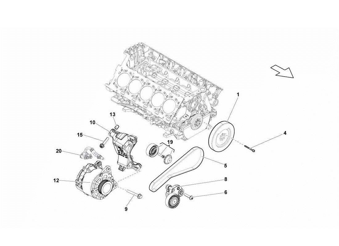 lamborghini gallardo lp570-4s perform alternador y correas diagrama de piezas