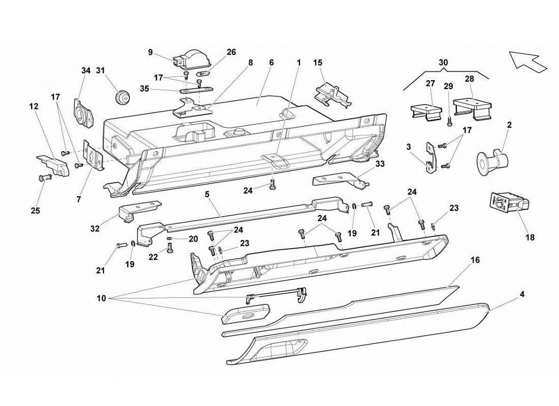 lamborghini gallardo lp570-4s perform cajón del lado del pasajero diagrama de piezas