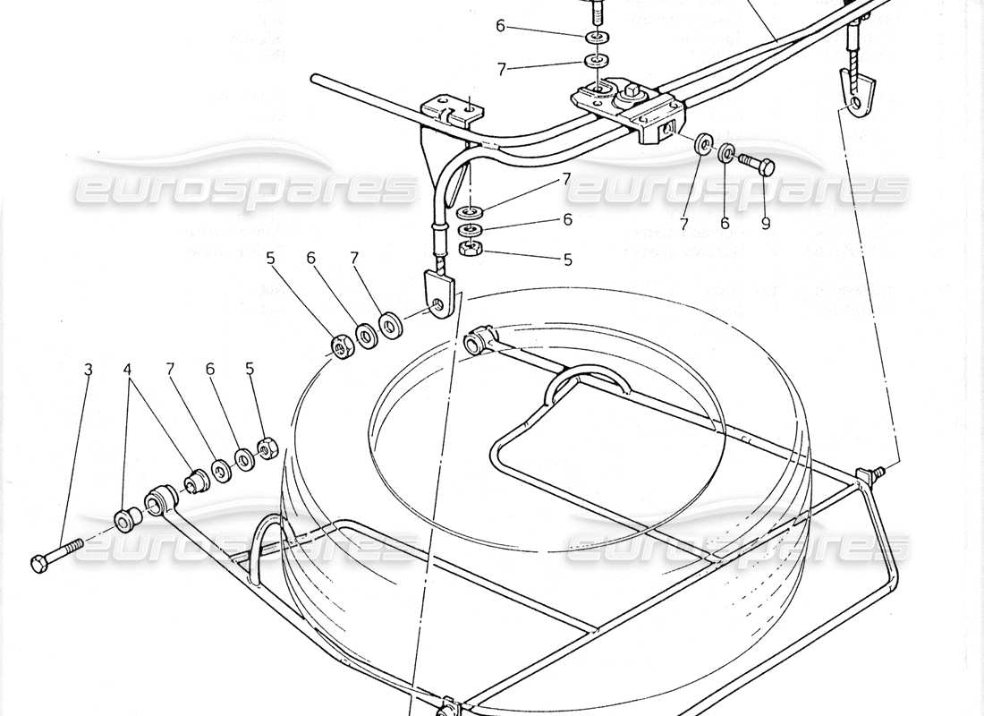 maserati 228 diagrama de piezas del dispositivo de elevación de rueda de repuesto