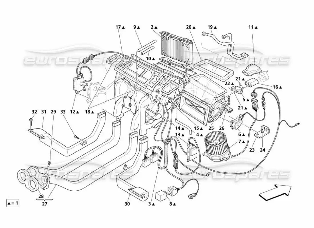 maserati 4200 coupe (2005) grupo evaporador diagrama de piezas