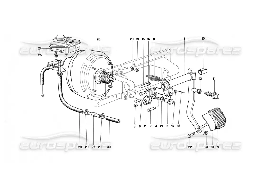 ferrari 412 (mechanical) control hidráulico de frenos - 412 m. lhd diagrama de piezas