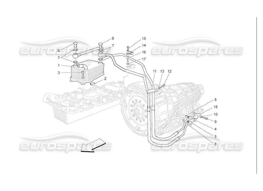 maserati qtp. (2007) 4.2 auto diagrama de piezas de lubricación y refrigeración del aceite de la caja de cambios