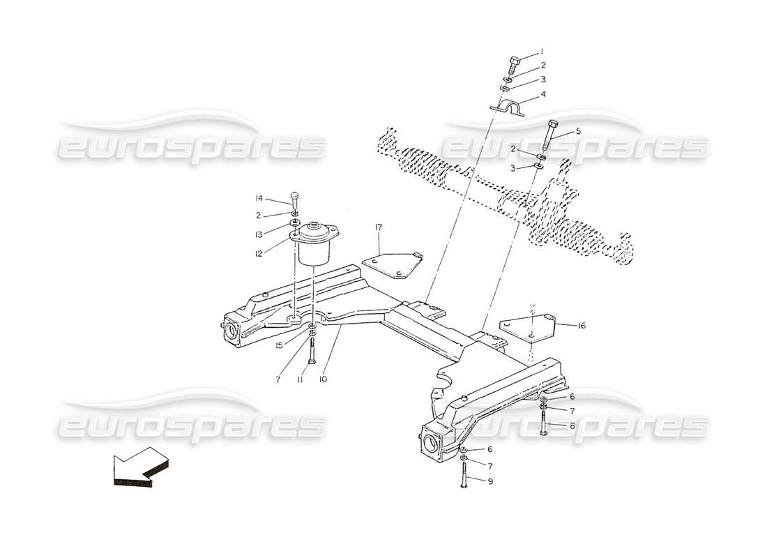 maserati shamal chasis delantero y caja de dirección diagrama de piezas