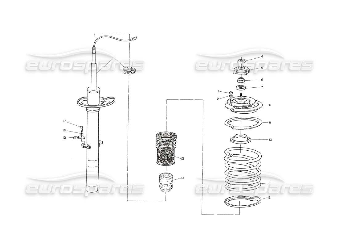 maserati shamal amortiguadores delanteros diagrama de piezas
