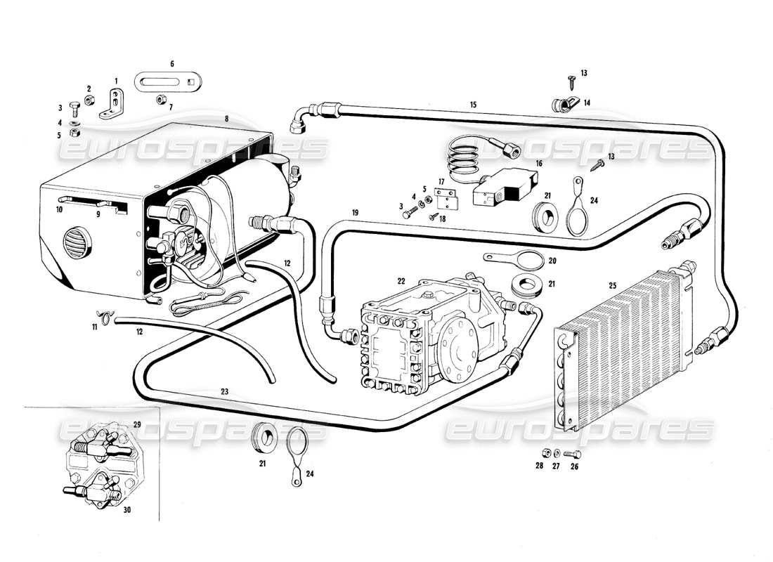 maserati qtp.v8 4.7 (s1 & s2) 1967 diagrama de piezas del sistema de aire acondicionado