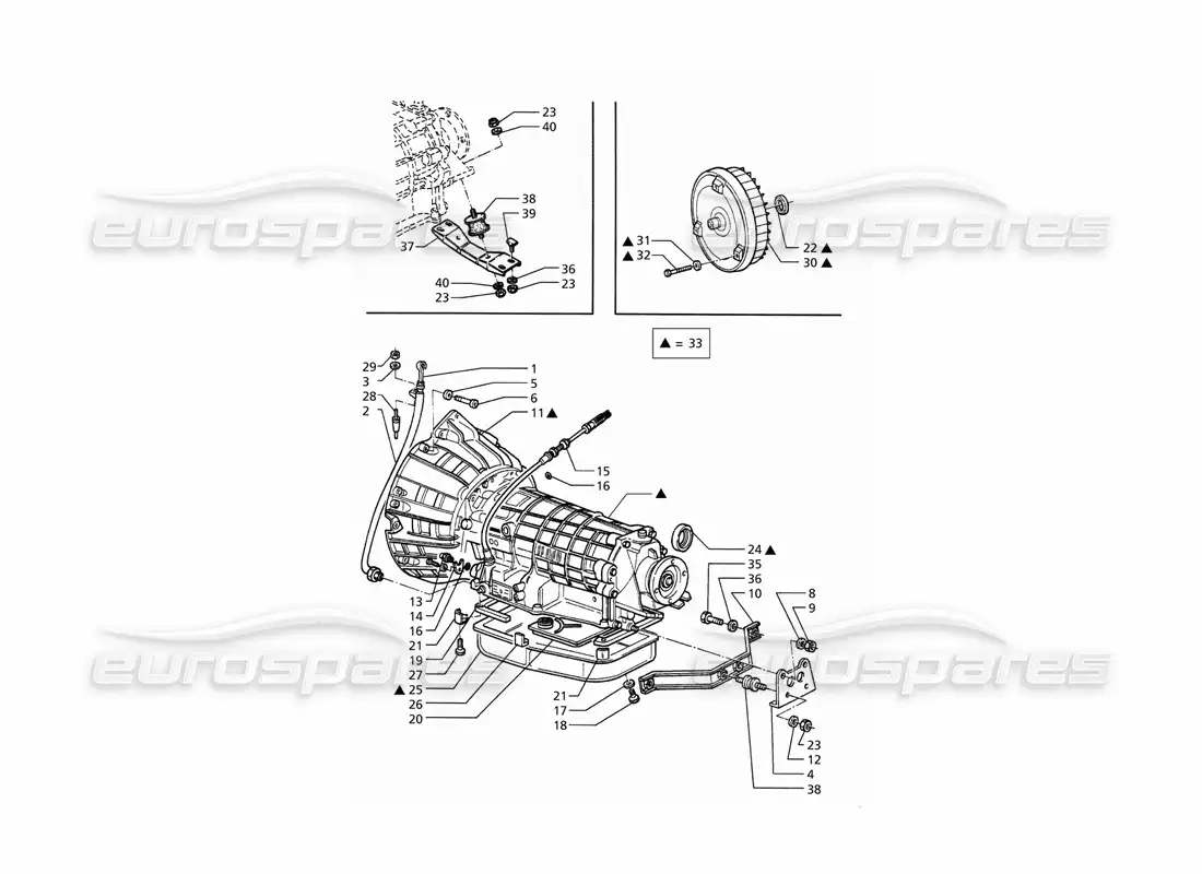 maserati qtp. 3.2 v8 (1999) convertidor de transmisión automática (4hp) diagrama de piezas