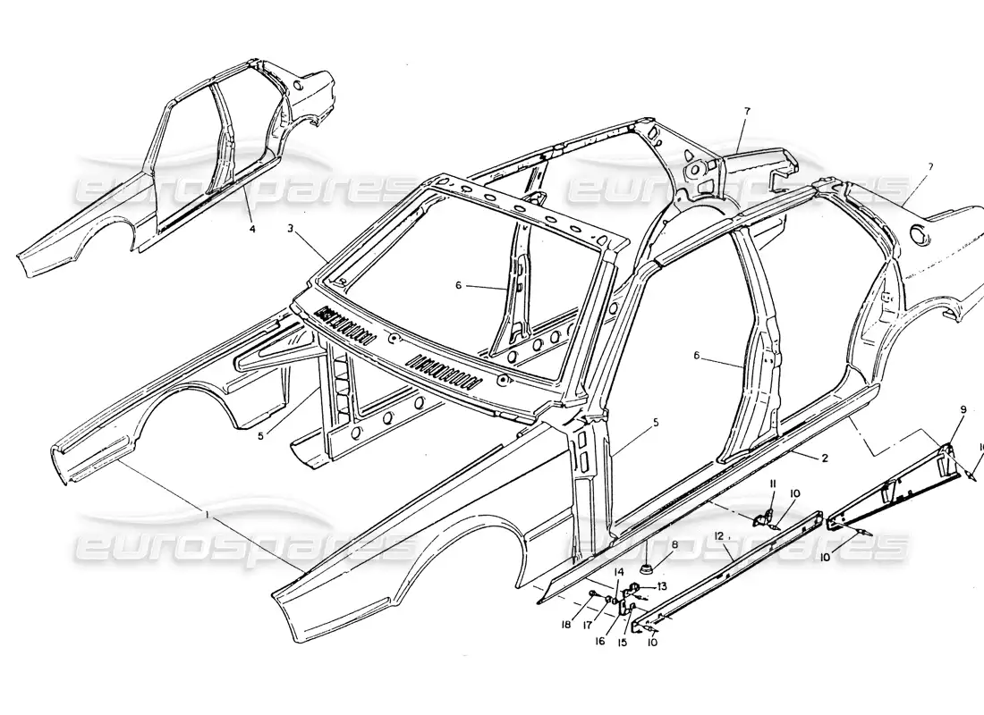 maserati 418 / 4.24v / 430 esquema de piezas carrocería-paneles externos