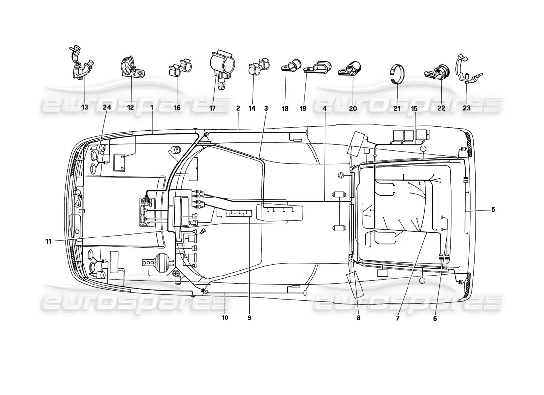 ferrari testarossa (1990) sistema electrico diagrama de piezas