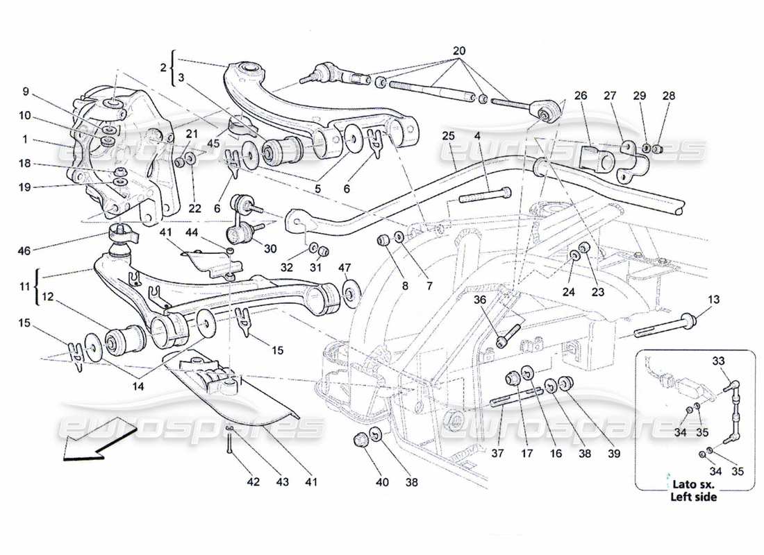 maserati qtp. (2010) 4.7 rear suspension diagrama de piezas