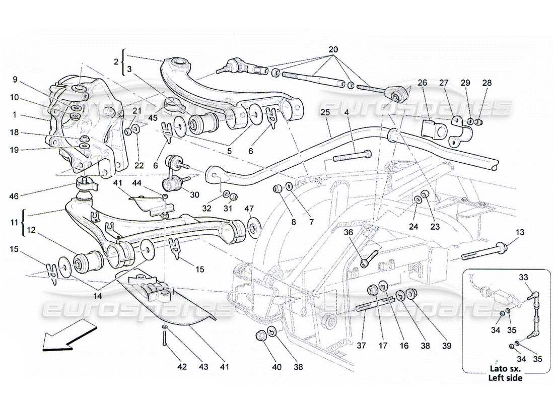 maserati qtp. (2010) 4.2 diagrama de piezas de la suspensión trasera
