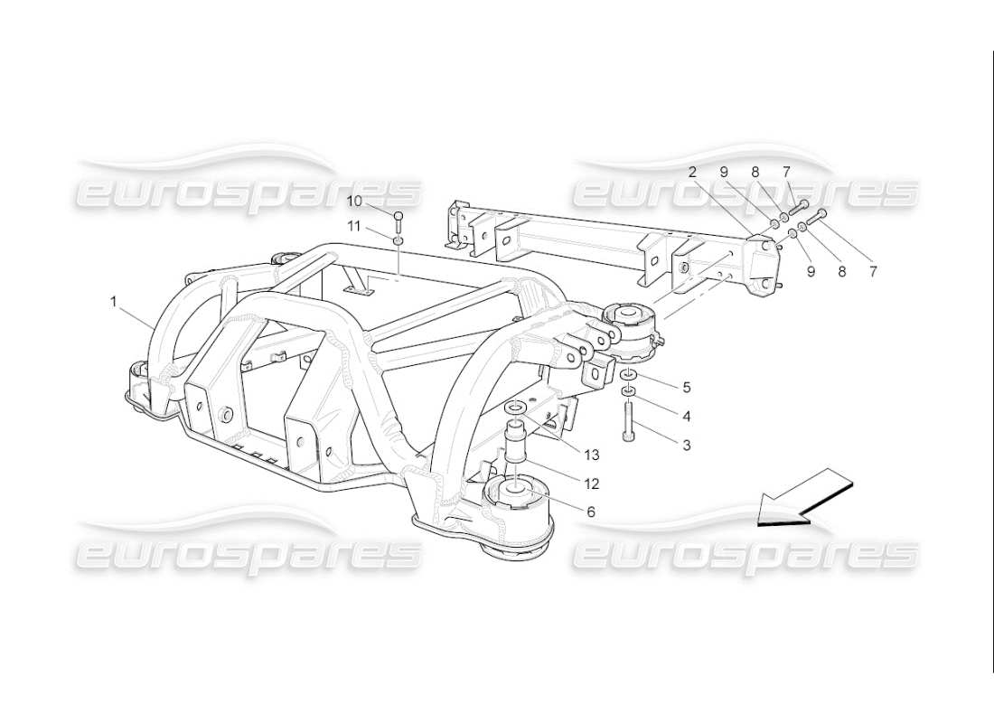 maserati qtp. (2008) 4.2 auto diagrama de piezas del chasis trasero