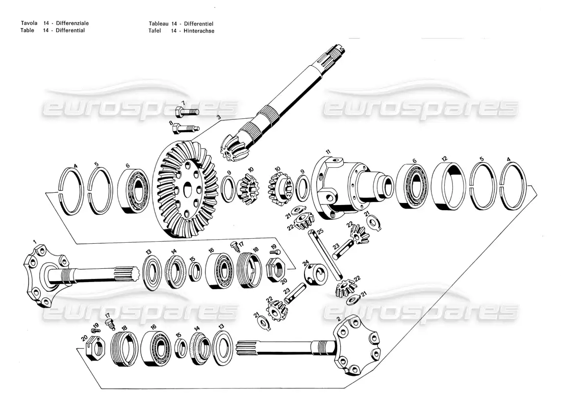 maserati merak 3.0 diferencial diagrama de piezas