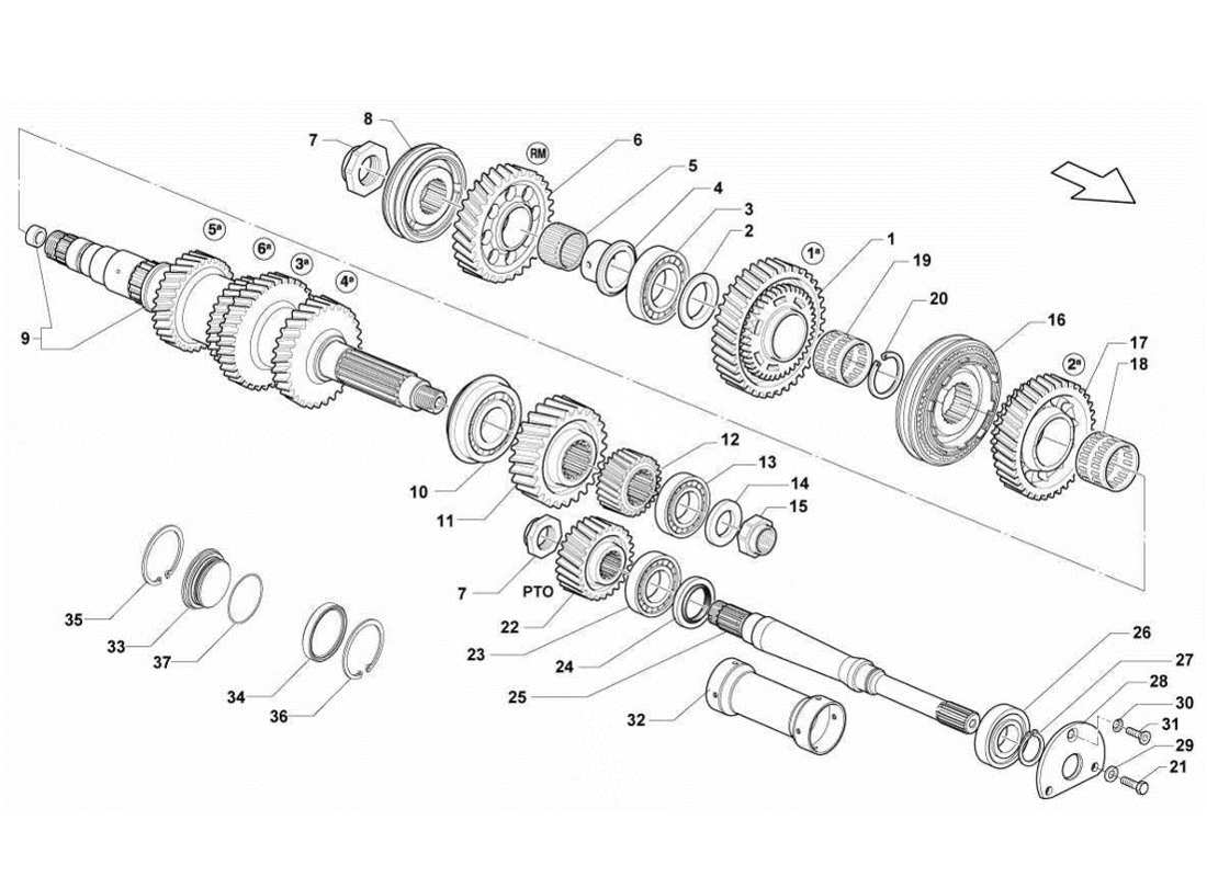 lamborghini gallardo lp560-4s update eje impulsado - diagrama de piezas de la toma de fuerza
