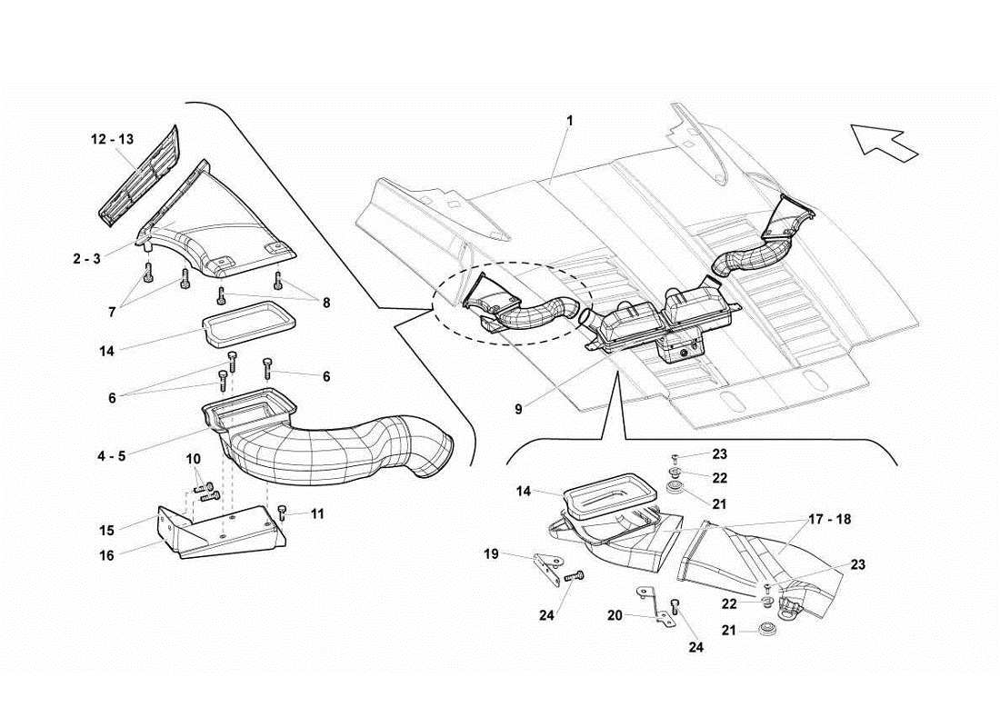 lamborghini gallardo lp570-4s perform transportador de aire del motor diagrama de piezas