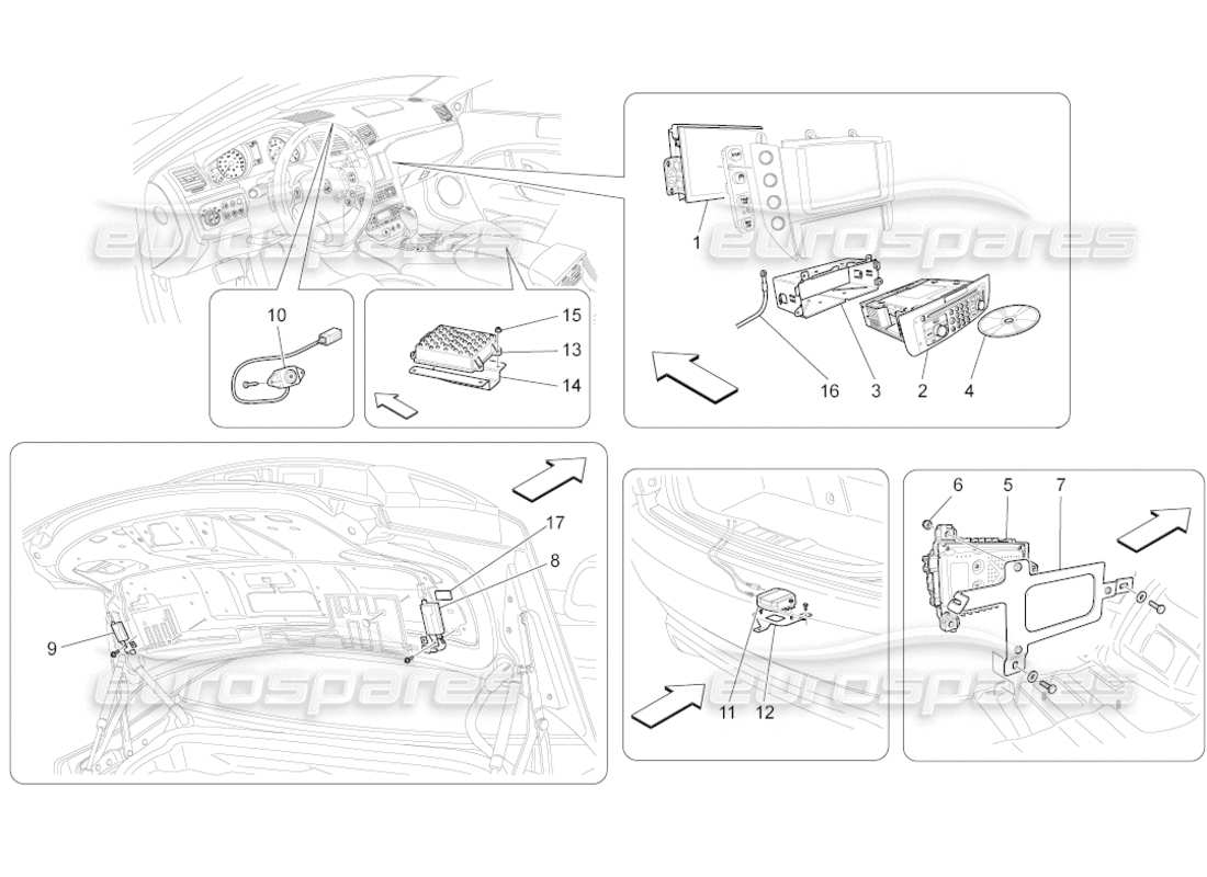 maserati grancabrio (2010) 4.7 sistema de ti diagrama de piezas