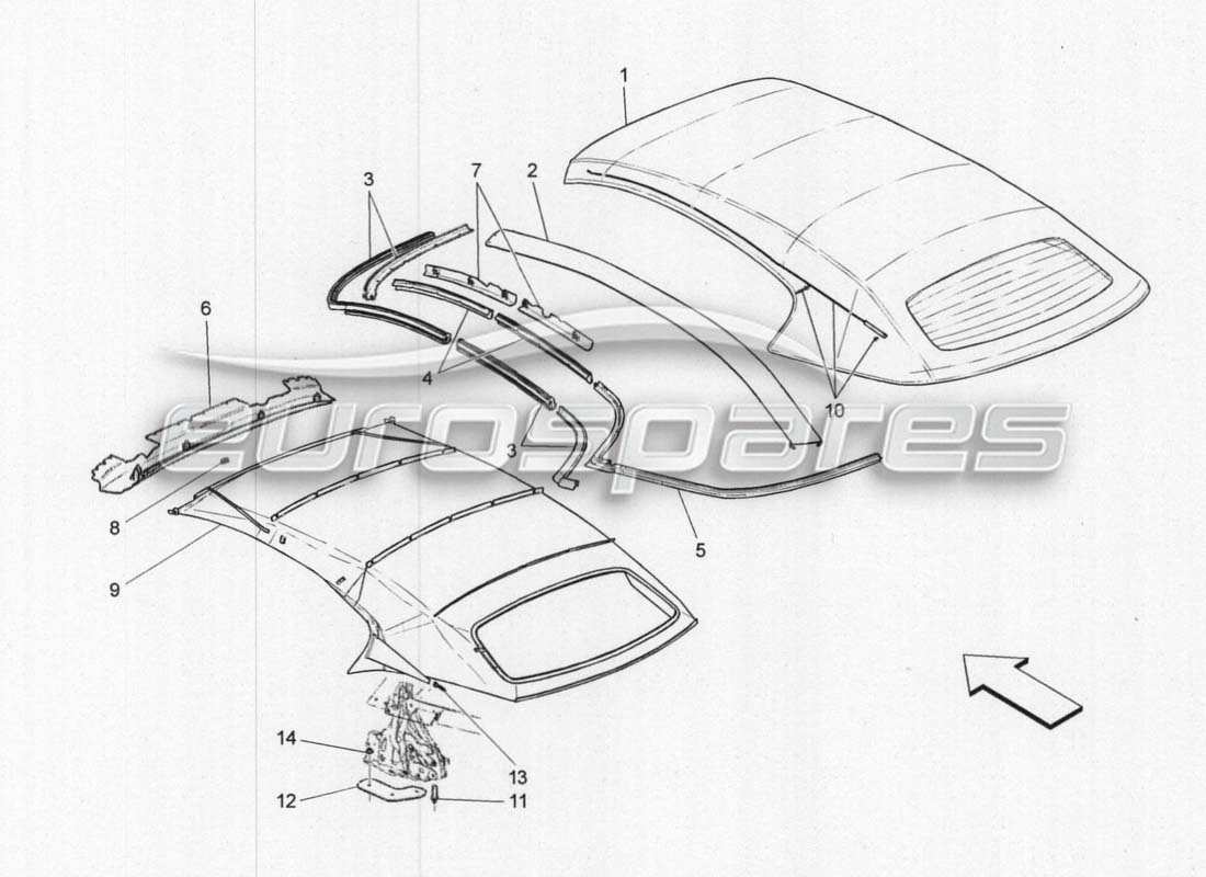 maserati grancabrio mc centenario sistema eléctrico: revestimientos diagrama de piezas