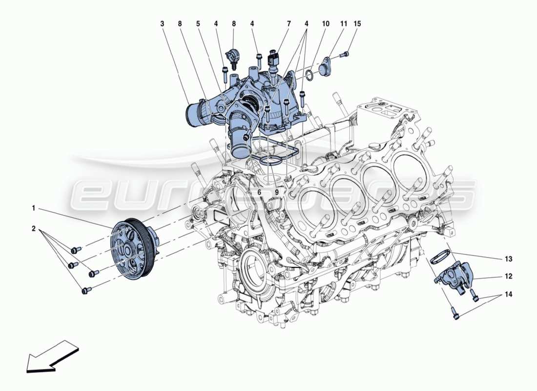 ferrari 488 challenge diagrama de piezas de la bomba de agua