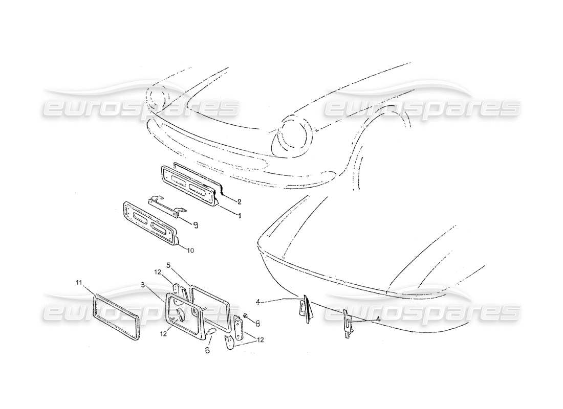 ferrari 275 (pininfarina coachwork) grupo portatarghe hormiga. publicación electrónica. diagrama de piezas