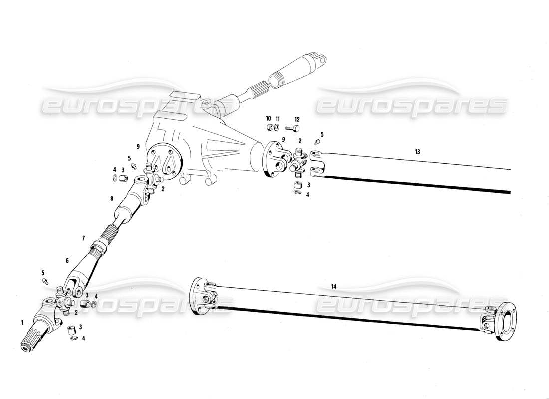 maserati qtp.v8 4.7 (s1 & s2) 1967 diagrama de piezas de ejes de hélice