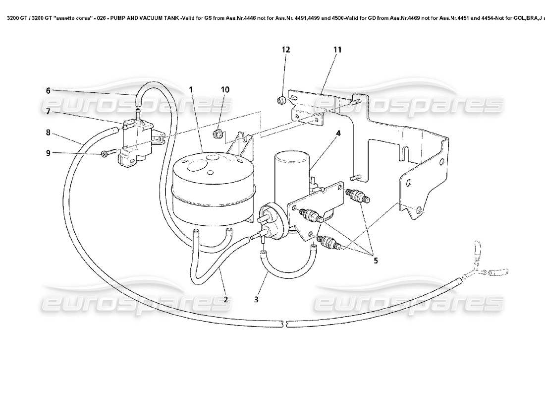 maserati 3200 gt/gta/assetto corsa bomba y tanque de vacío - válido para gs desde ass.nr.4446 no para ass.nr. 4491,4499 y 4500-valid para gd de 4469 no para ass.nr.4451 y 4454-not para gol,bra,j y aus- diagrama de piezas