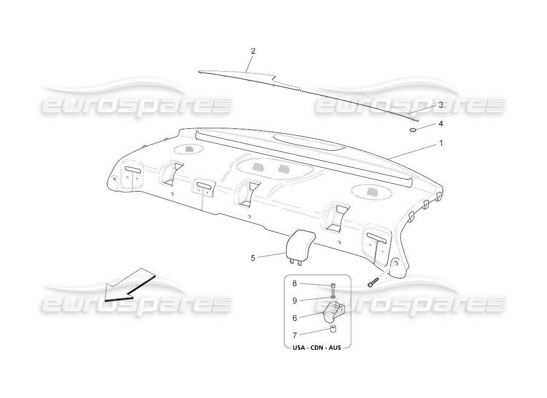 maserati qtp. (2011) 4.7 auto diagrama de piezas del estante trasero para paquetes