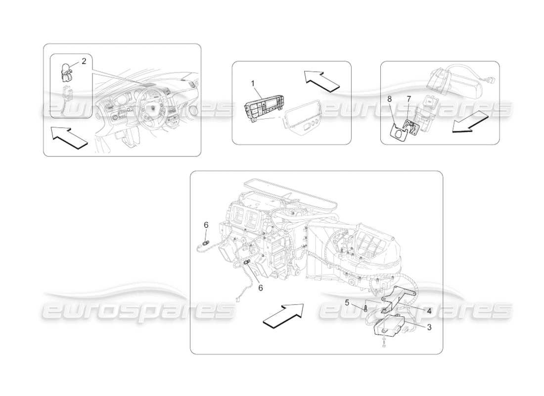 maserati grancabrio (2010) 4.7 unidad a c: diagrama de piezas de control electrónico