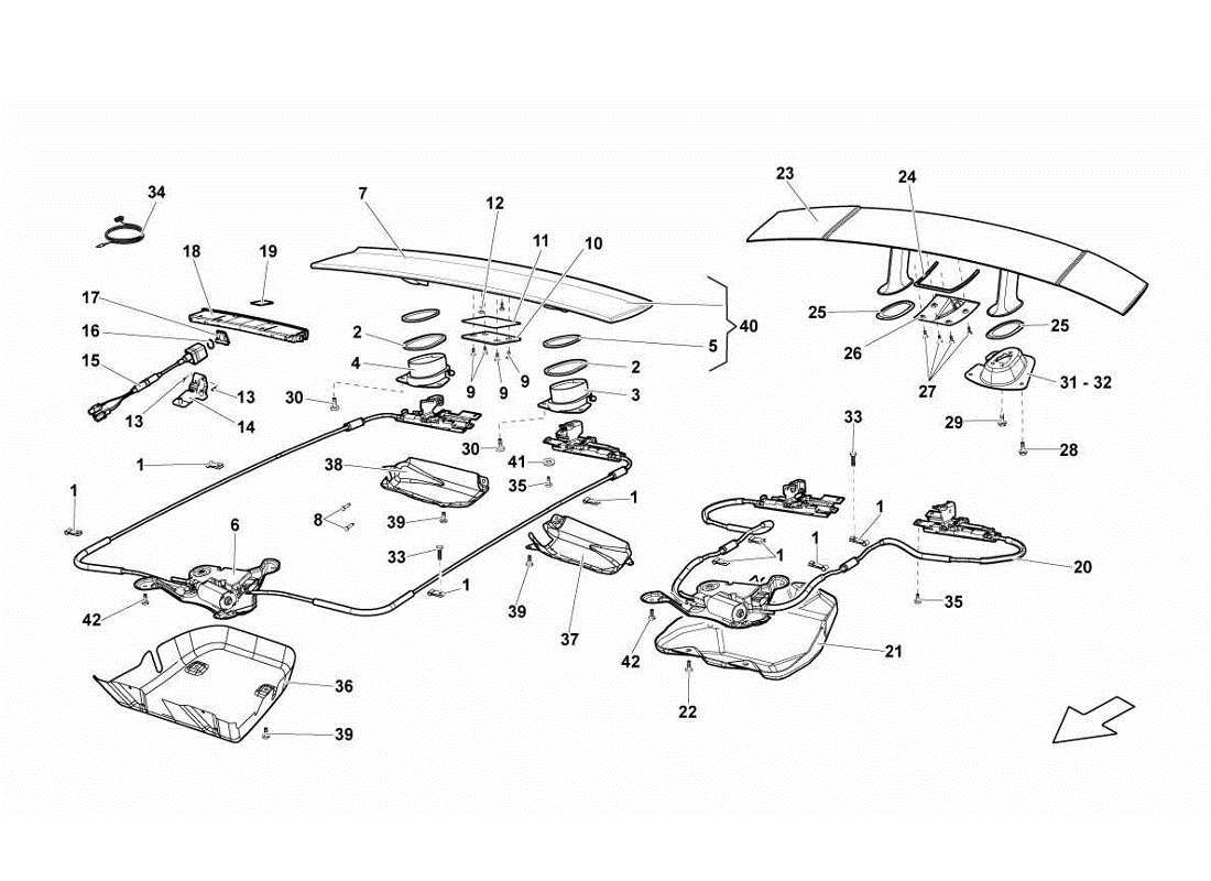 lamborghini gallardo lp560-4s update diagrama de piezas del spoiler