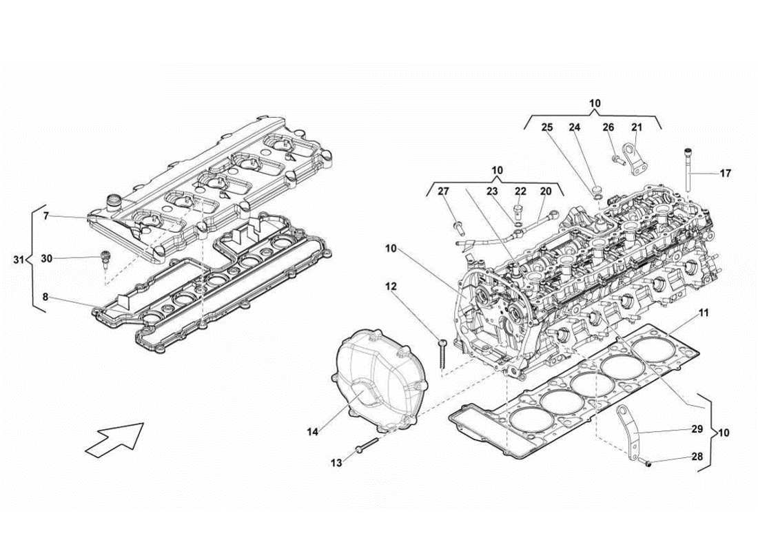 lamborghini gallardo lp560-4s update diagrama de piezas de tapa y culata derecha 1-5