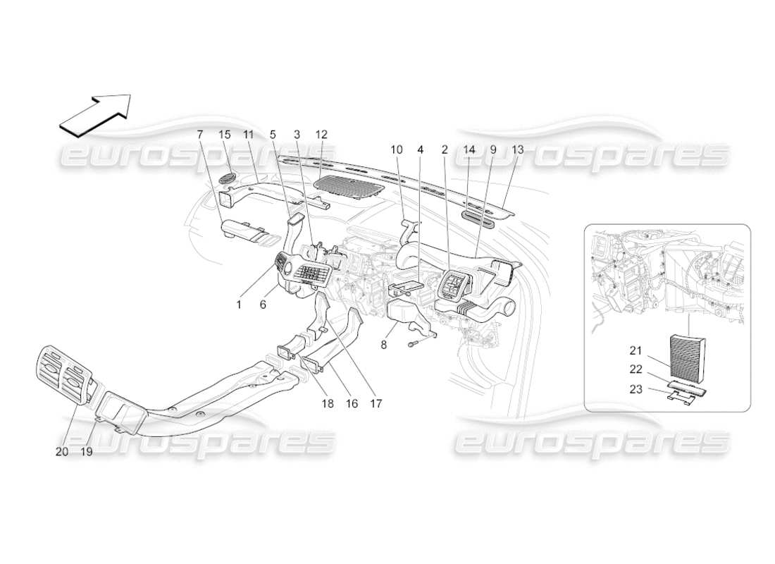 maserati grancabrio (2011) 4.7 unidad a c: diagrama de partes de difusión