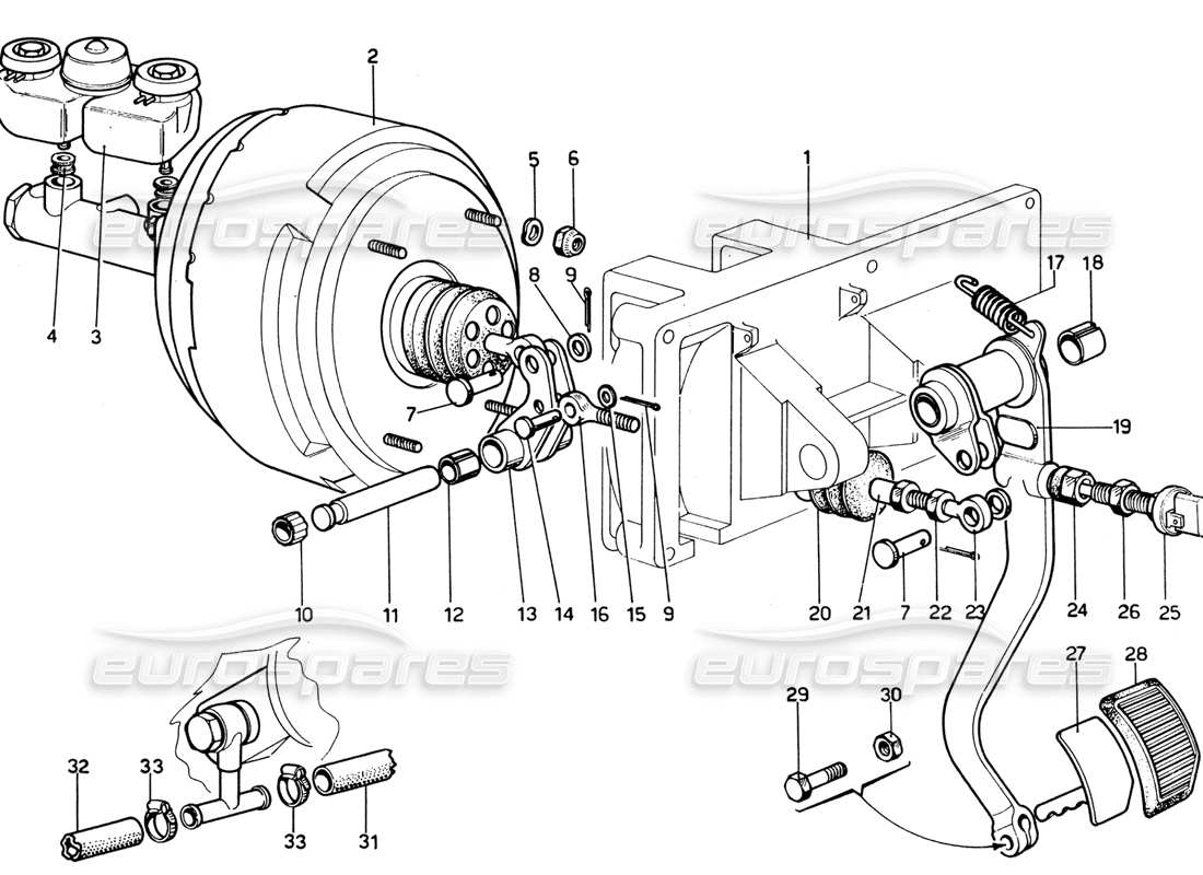 ferrari 365 gtb4 daytona (1969) diagrama de piezas de control de frenos