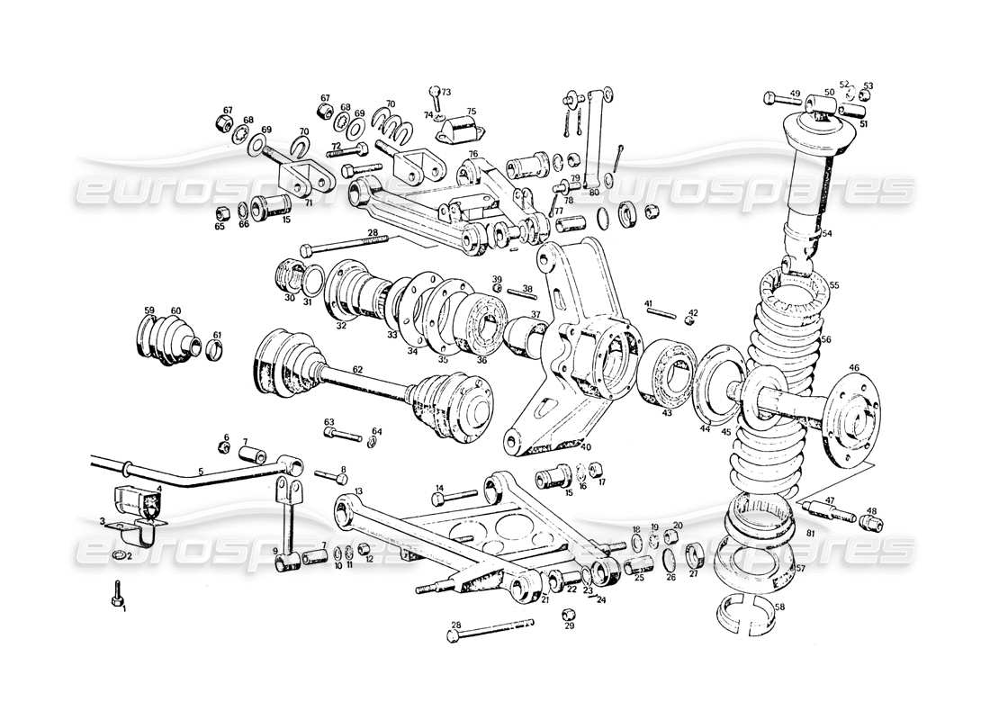 maserati khamsin rear suspension diagrama de piezas