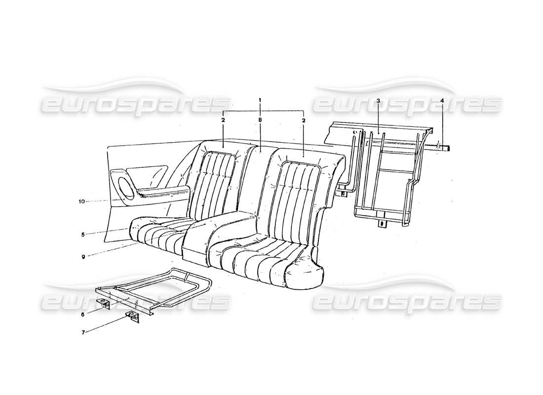 ferrari 365 gt4 2+2 coachwork asientos traseros diagrama de piezas