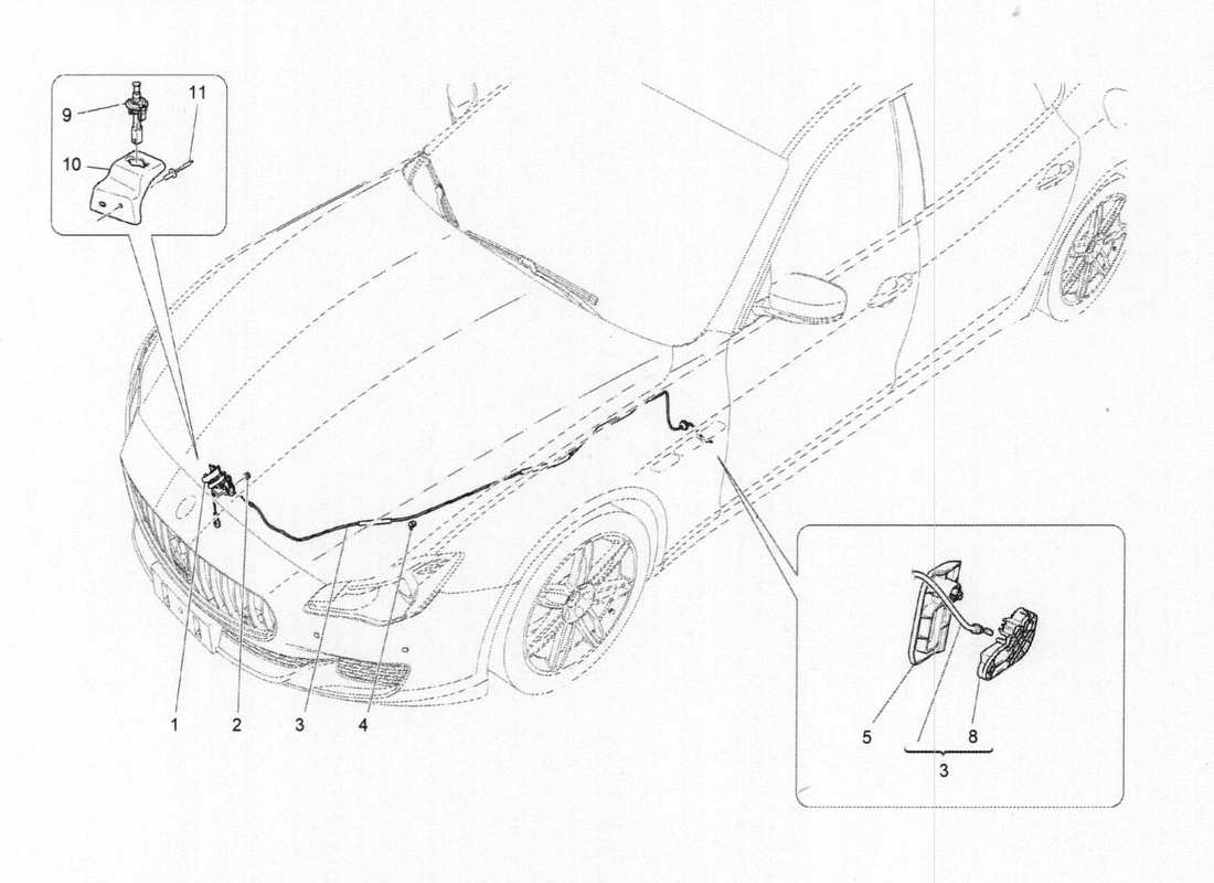 maserati qtp. v6 3.0 bt 410bhp 2015 diagrama de piezas de control de apertura de la tapa frontal