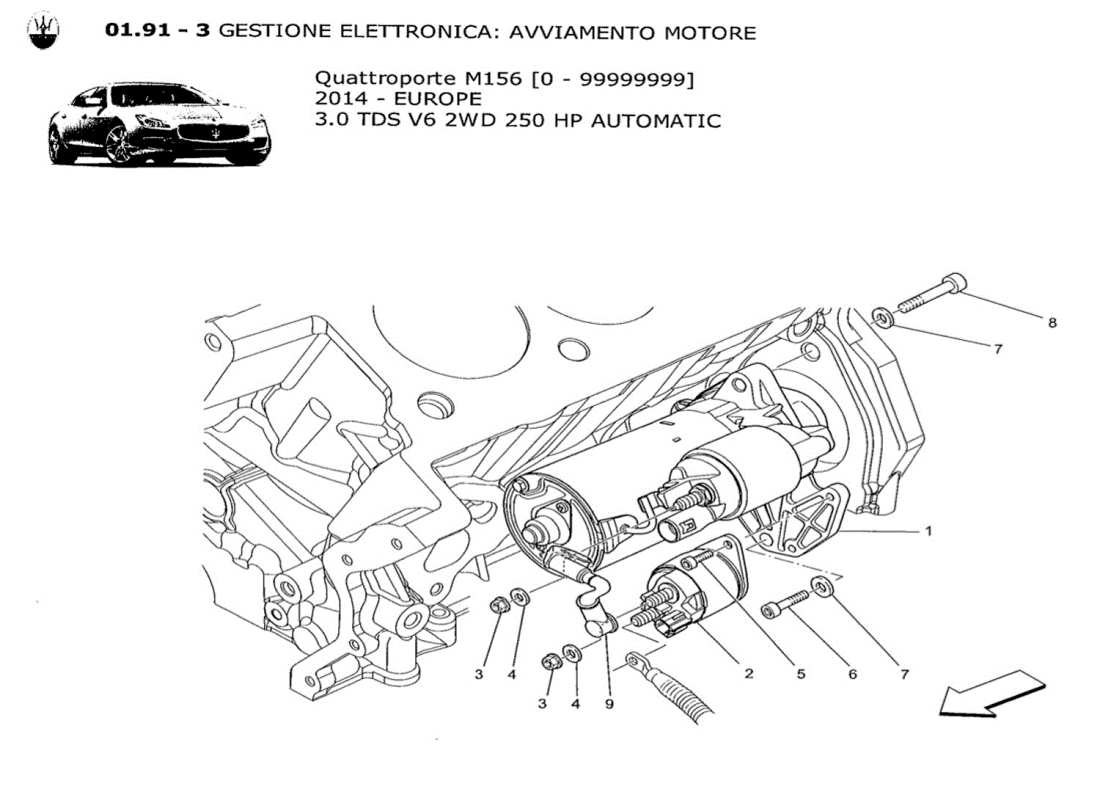 maserati qtp. v6 3.0 tds 250bhp 2014 control electrónico: diagrama de piezas de encendido del motor