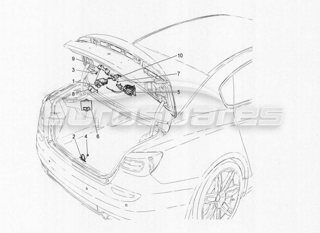 maserati qtp. v8 3.8 530bhp auto 2015 diagrama de piezas de control de apertura de la tapa trasera