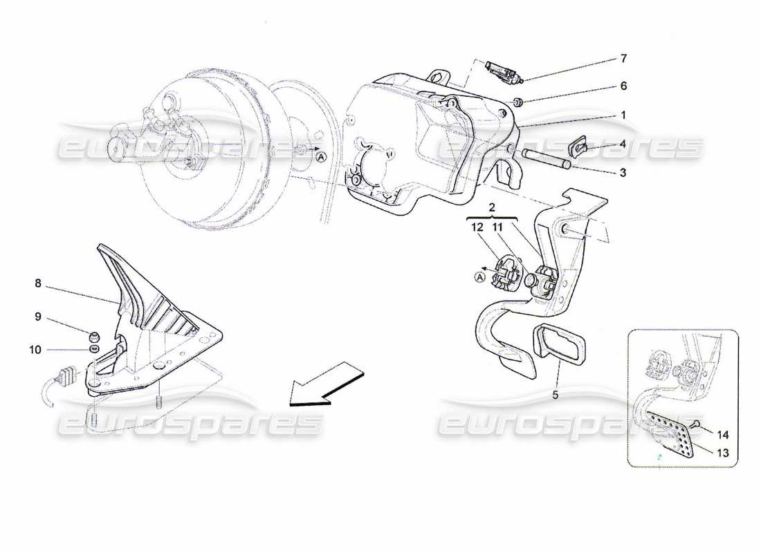 maserati qtp. (2010) 4.7 diagrama de piezas completo de la unidad de pedalera