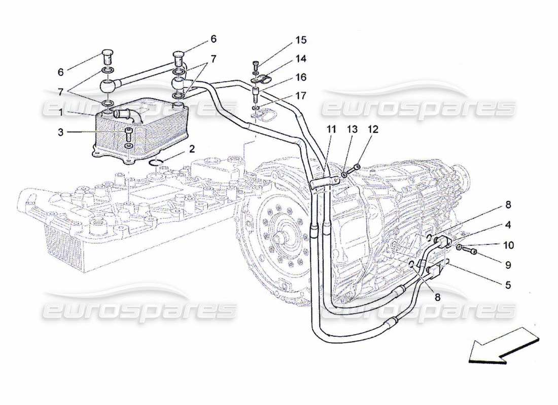 maserati qtp. (2010) 4.7 diagrama de piezas de lubricación y refrigeración del aceite de la caja de cambios