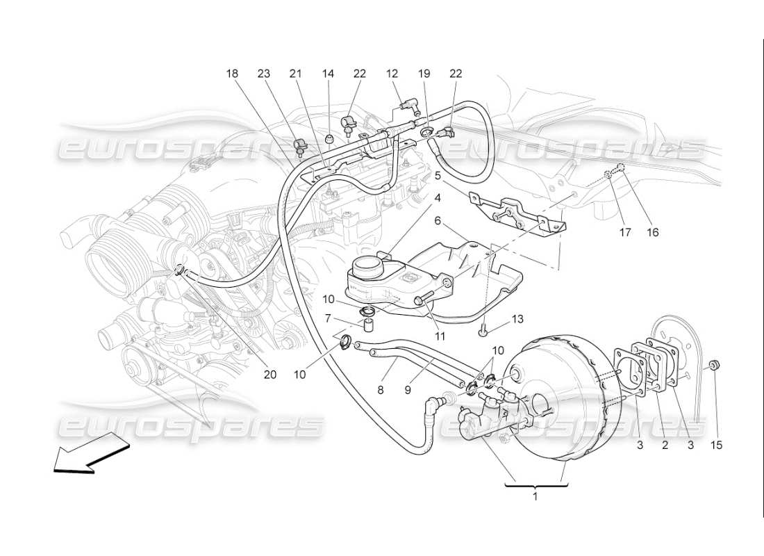 maserati qtp. (2008) 4.2 auto diagrama de piezas del servosistema de freno